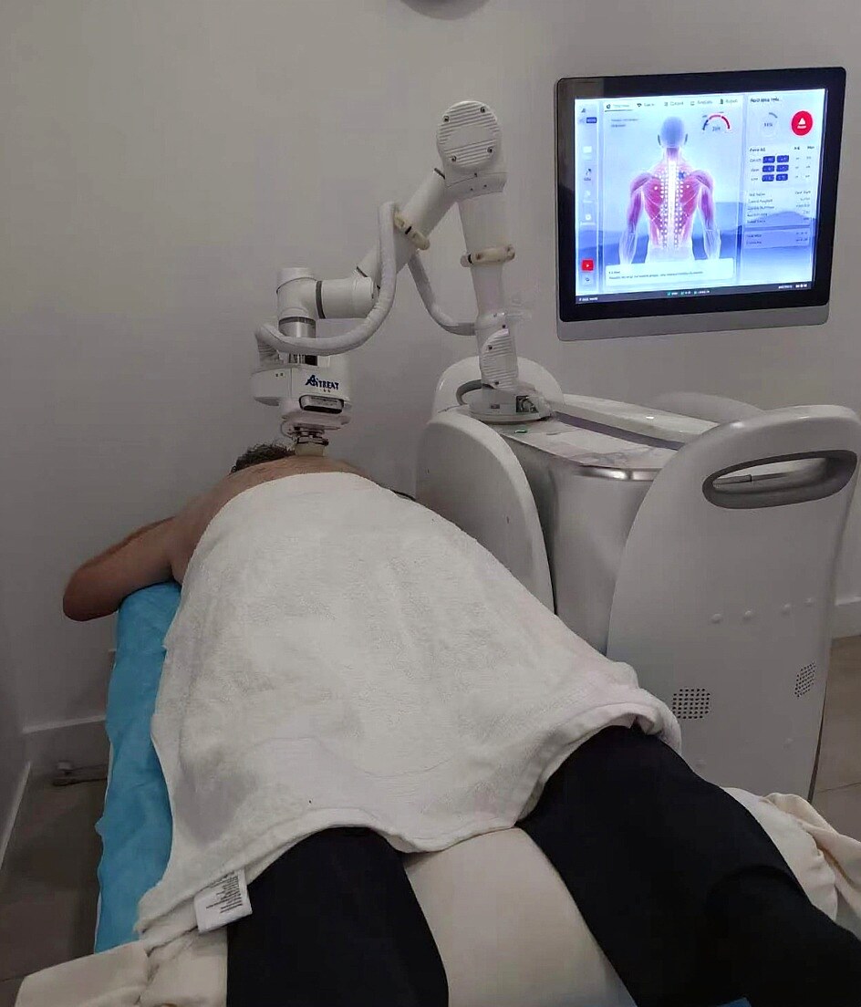 Intelligent robotic massage treatment in progress at BodiSense's Morley clinic